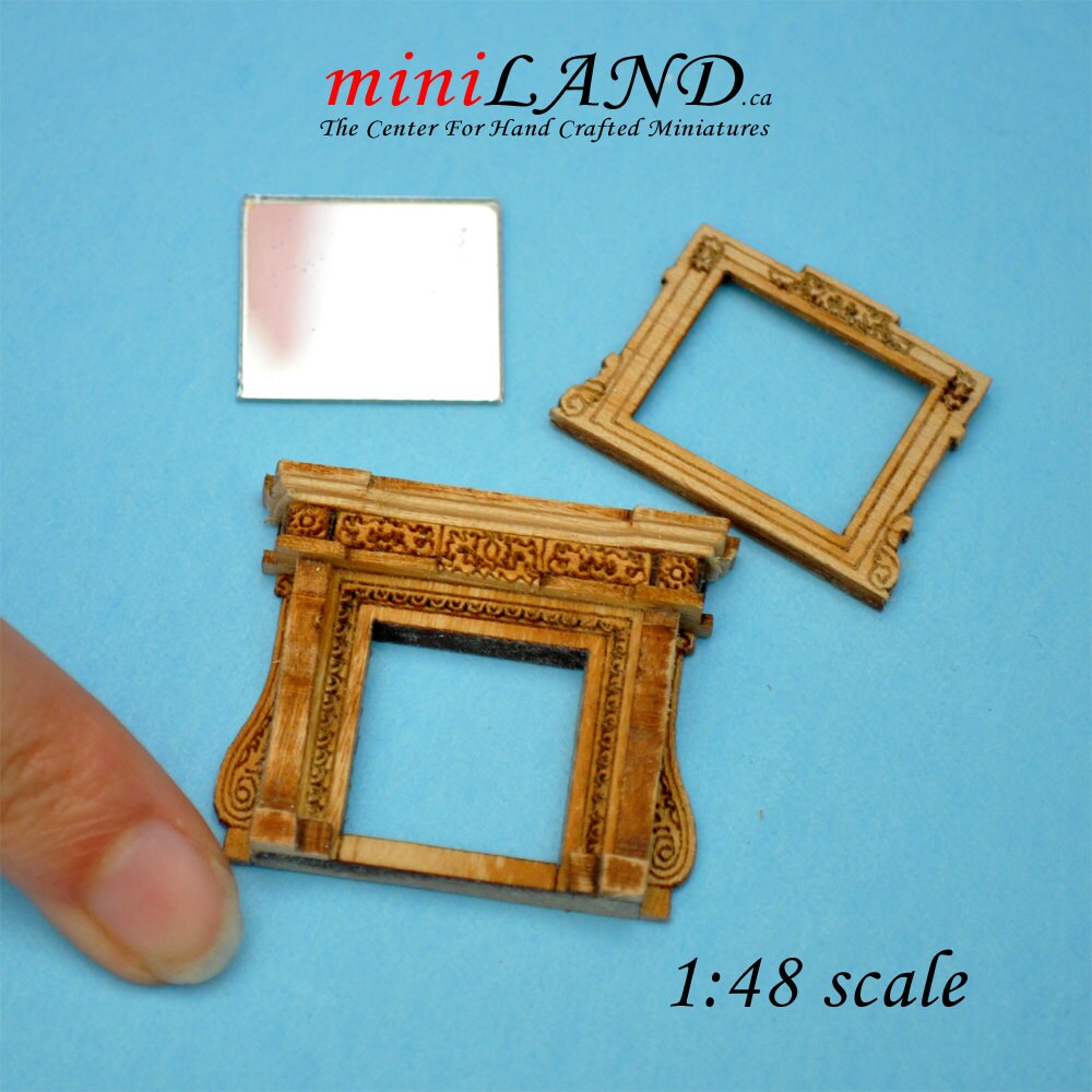 1:48 1/4" Fireplace and mirror unfinished unpainted 1/48 Top Quality Q1515 UF