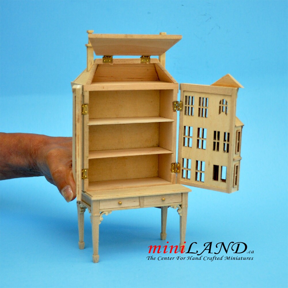 Victorian Dollhouse for dollhouse with table unfinished unpainted 1:144 miniature house for 1/12 rooms V4023 UF