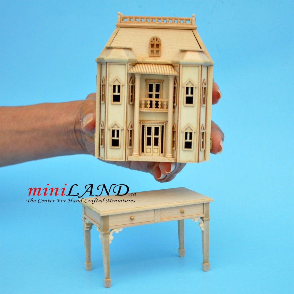 Georgian Dollhouse for dollhouse with table unfinished unpainted 1:144 miniature house for 1/12 rooms Top Quality