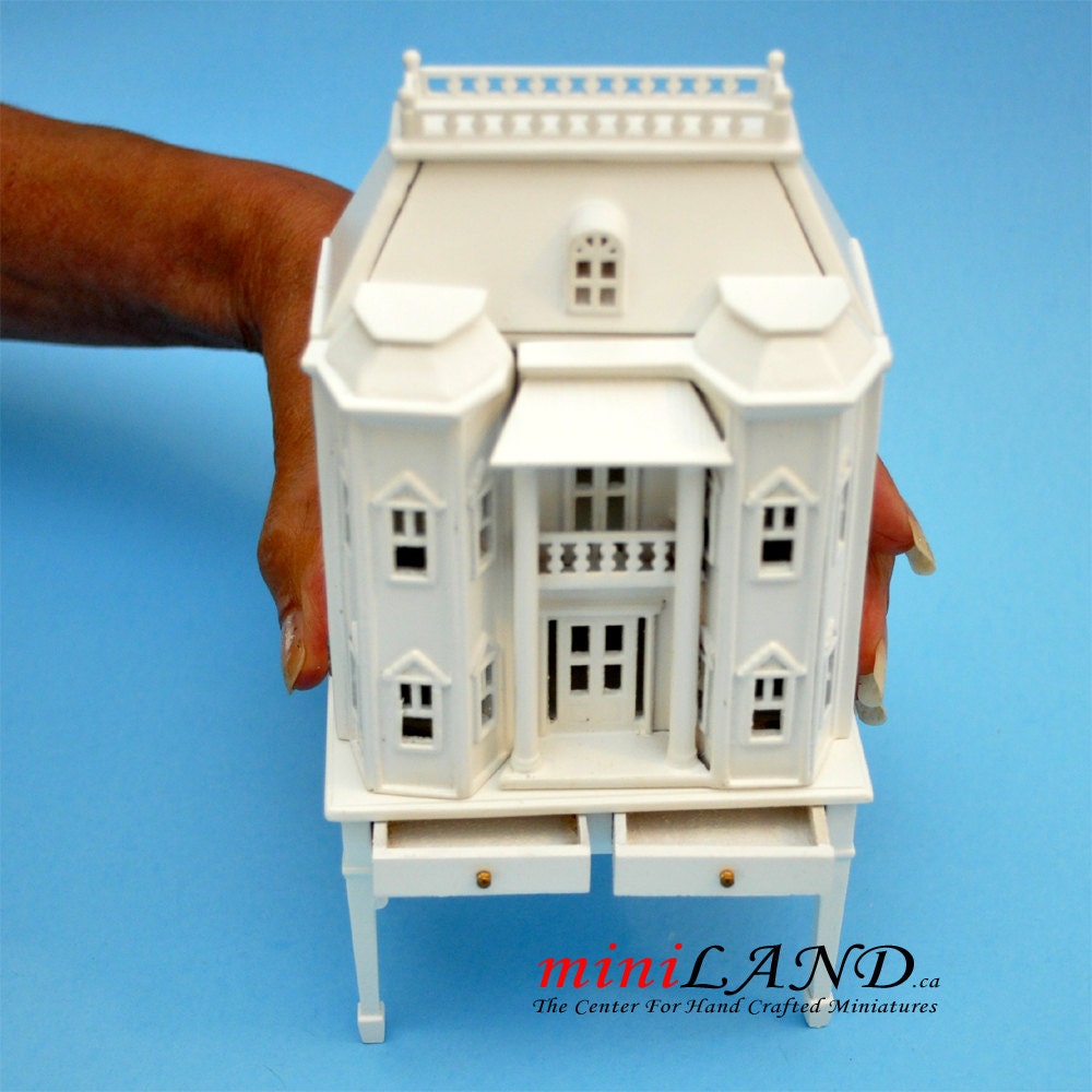 Maison de poupée géorgienne pour maison de poupée avec table BLANC 1:144 maison miniature pour pièces 1/12