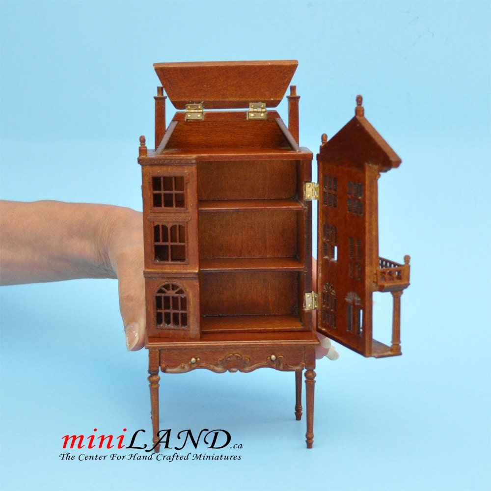 Maison de poupée coloniale pour maison de poupée avec table NOYER 1:144 maison miniature pour pièces 1/12