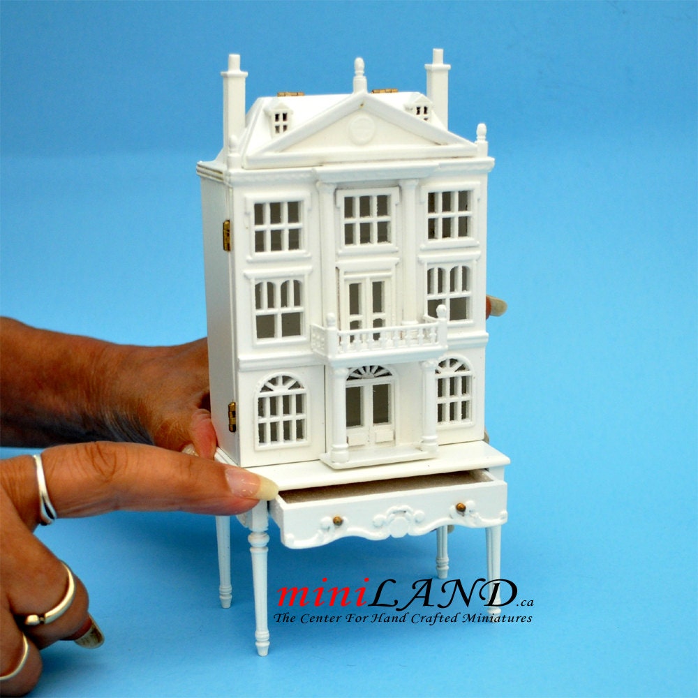 Maison de poupée coloniale pour maison de poupée avec table BLANC 1:144 maison miniature pour pièces 1/12