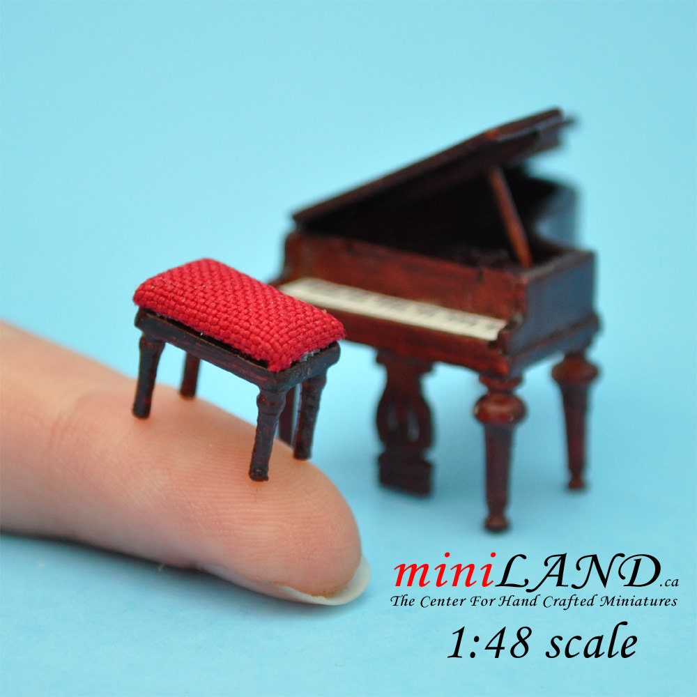 1:48 1/4" Piano with stool Mahogany 1/48 Top Quality Q3600 MH