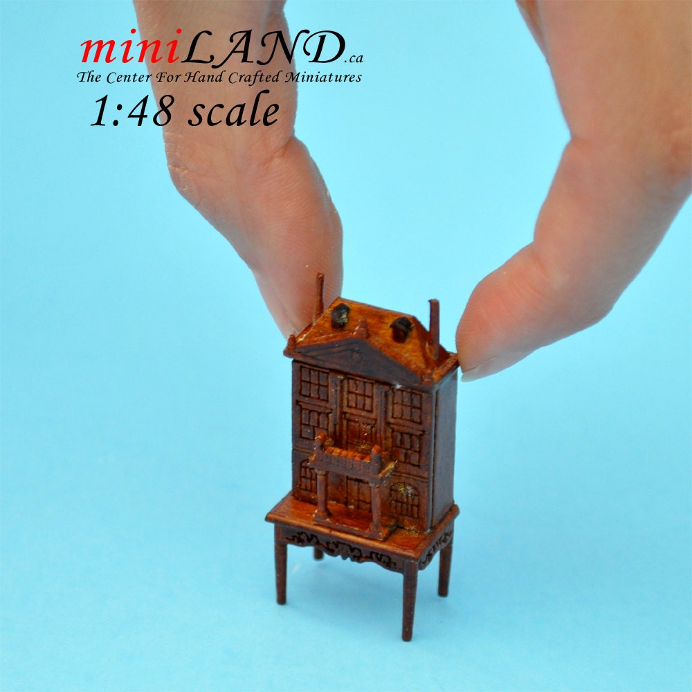 1:48 1/4" Dollhouse for dollhouse WALNUT with table 1/48 Top Quality VQ4036 WN
