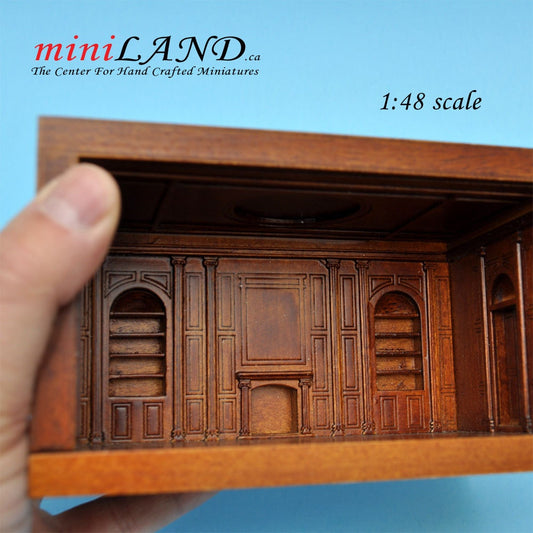 1:48 1/4" quarter scale EMPRESS-48 roombox Top quality walnut dollhouse miniature room box