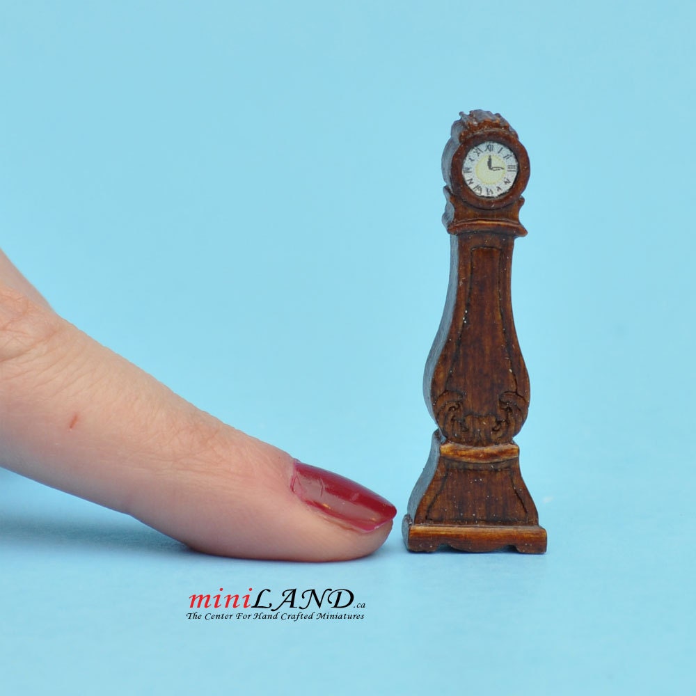 1:48 1/4" quarter scale grandfather clock Top quality walnut dollhouse miniature Q4010D WN