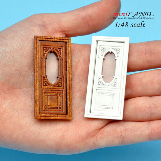 1:48 1/4" quarter scale door Top quality walnut with Plexiglas dollhouse miniature