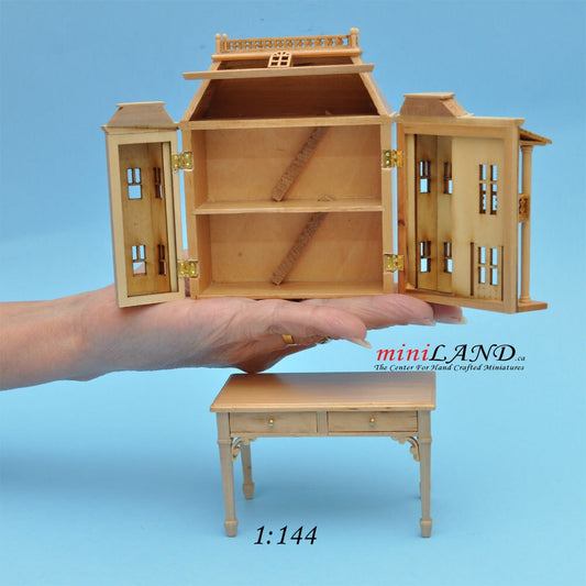 Maison de poupée géorgienne pour maison de poupée avec table non peinte non finie 1:144 maison miniature pour pièces 1/12