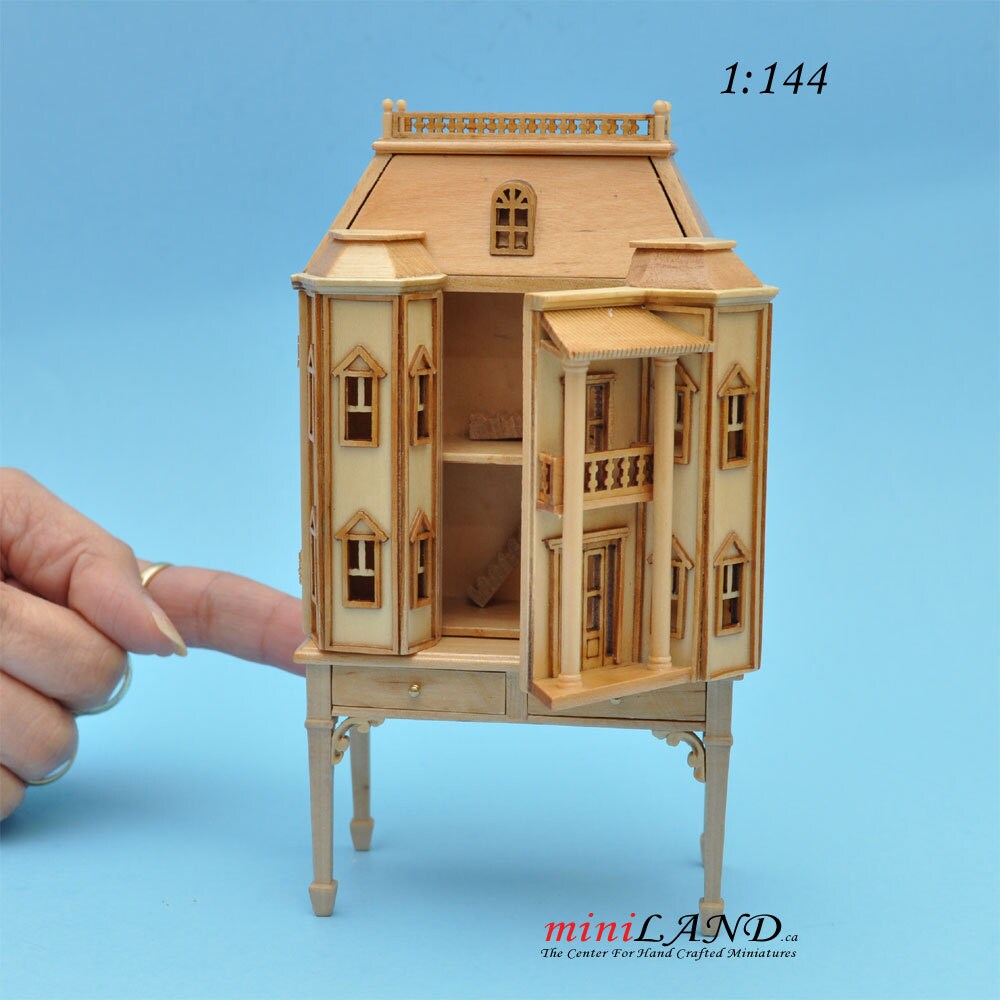 Georgian Dollhouse for dollhouse with table unpainted unfinished 1:144 miniature house for 1/12 rooms