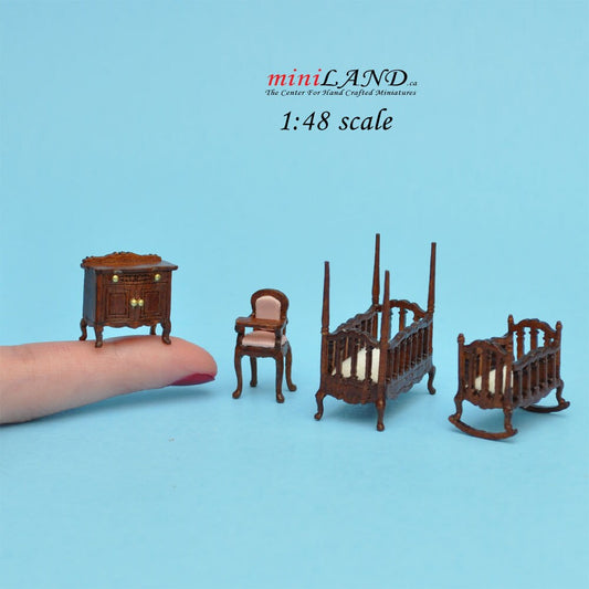 1:48 1/4" quarter scale Victorian baby nursery room set 4pcs Top quality dollhouse miniature Q1640 WN