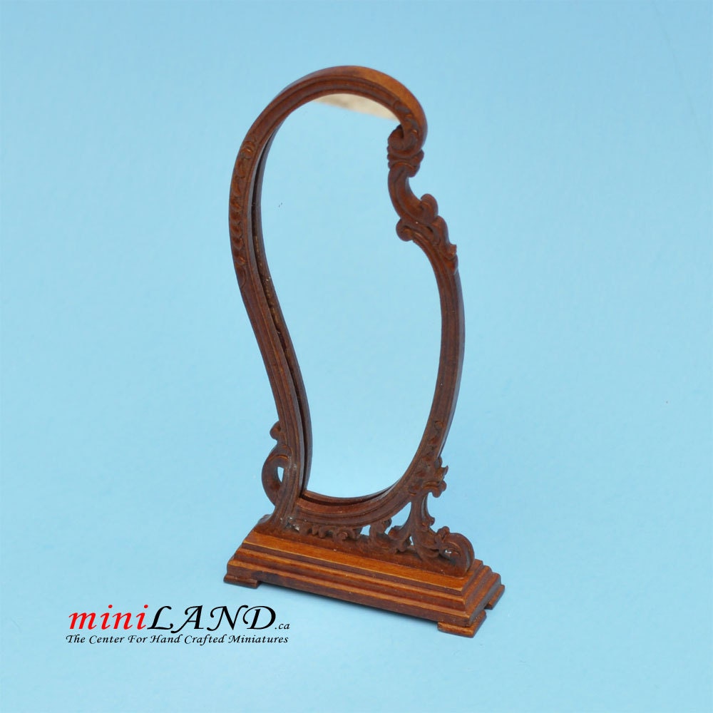 Victorian Floor mirror for dollhouse miniature 1:12 scale walnut bedroom store