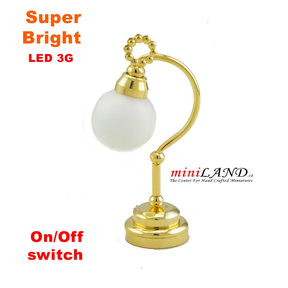 Table Lamp globe LED crescent half moon star Super bright with On/off switch for 1:12 dollhouse miniature royal bow