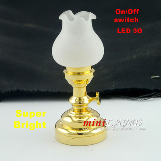 Brass tulip table Lamp LED Super bright with On/off switch for 1:12 dollhouse miniature