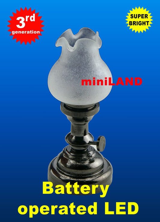 Gunmetal Black tulip table Lamp LED Super bright with On/off switch for 1:12 dollhouse miniature