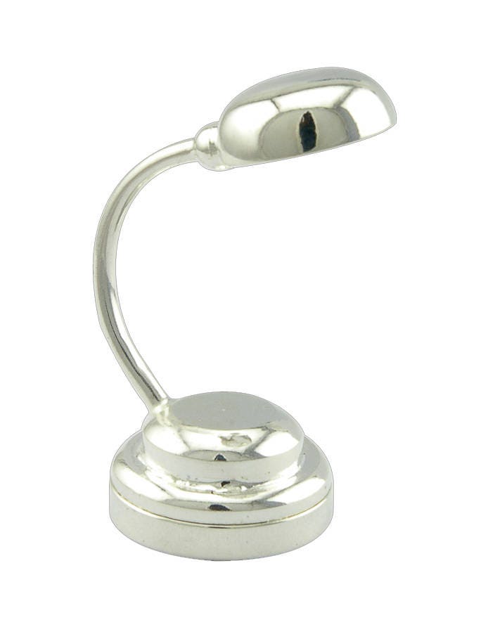 SILVER Modern desk lamp LED Super bright light with On/off switch for dollhouse miniature 1:12 scale