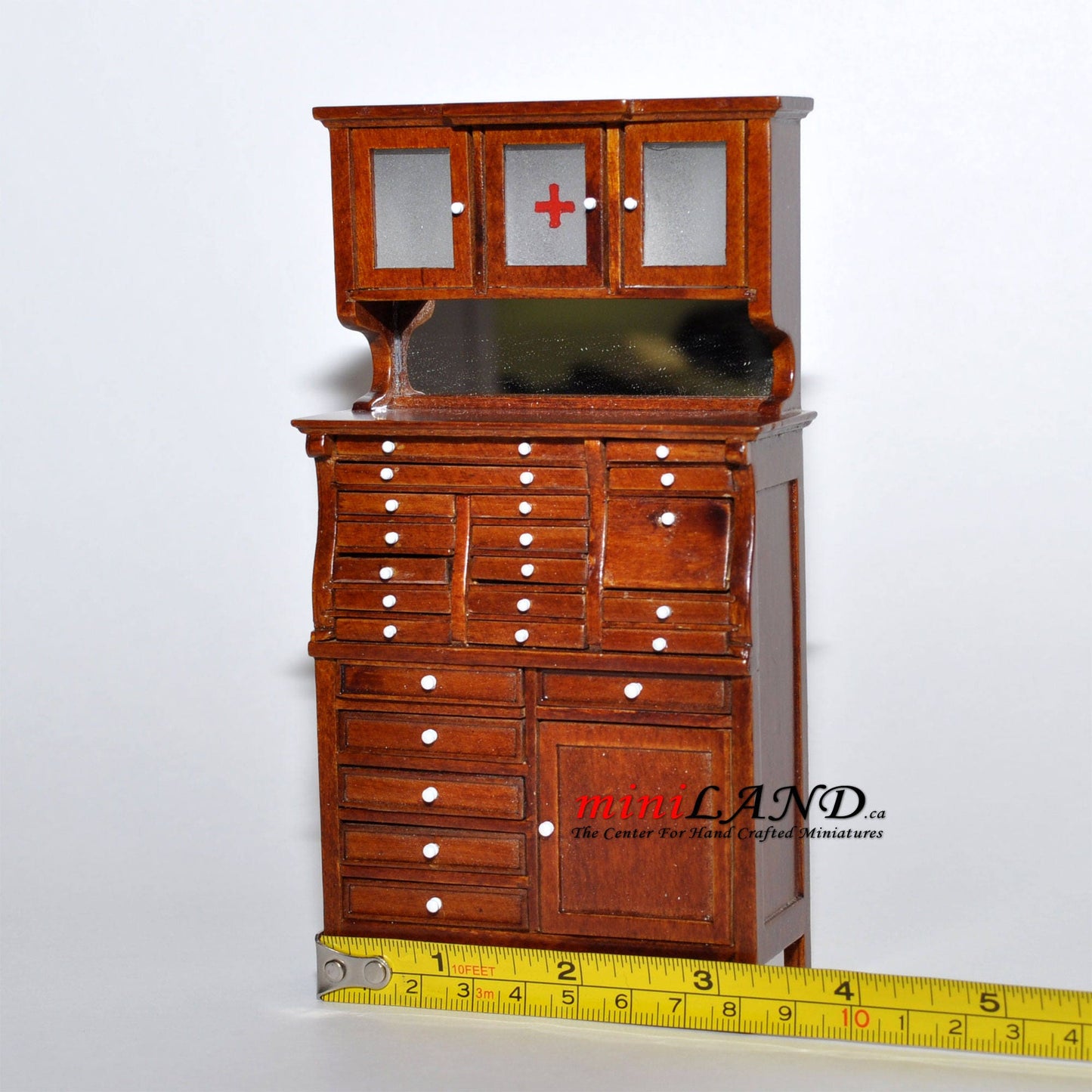 Medical doctor dentist cabinet Fine Quality walnut shelves dollhouse miniature 1:12 scale