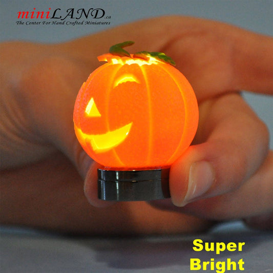 Halloween Pumpkin bright Dollhouse miniature LAMP 1:12 on/off switch Led battery HOP01
