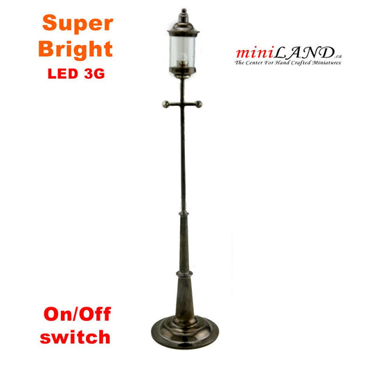 8" gas street garden lamp light  LED super bright with on/off switch  for dollhouse miniature 1:12 scale FA053030-1LB