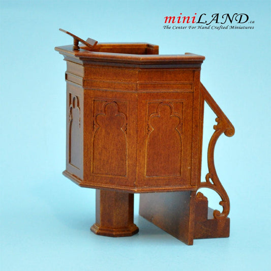 Chaire pour une église ou un tribunal en noyer de haute qualité pour miniature de maison de poupée échelle 1:12 - édition limitée
