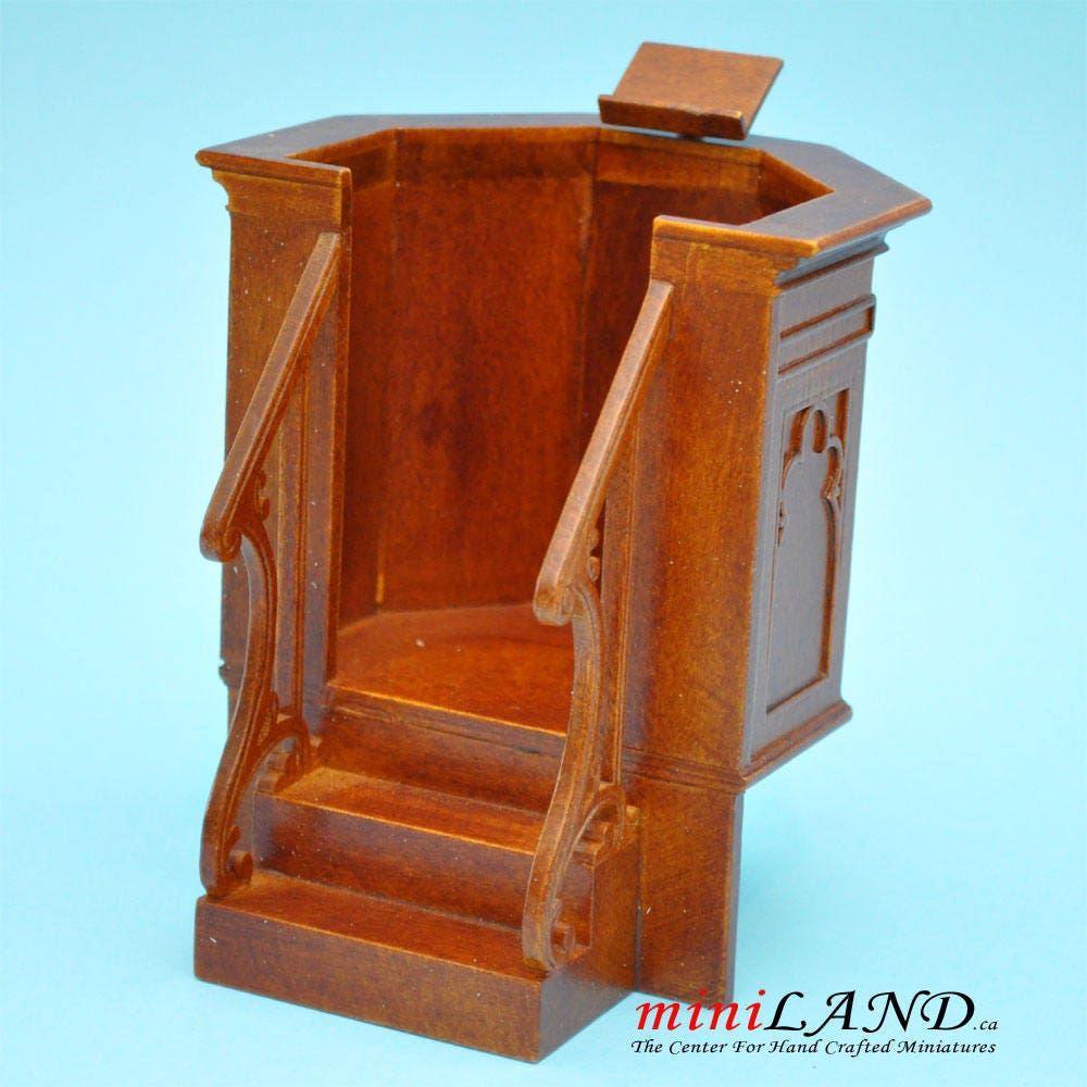 Pulpit for a church or Court Walnut High quality for dollhouse miniature 1:12 scale - limited edition
