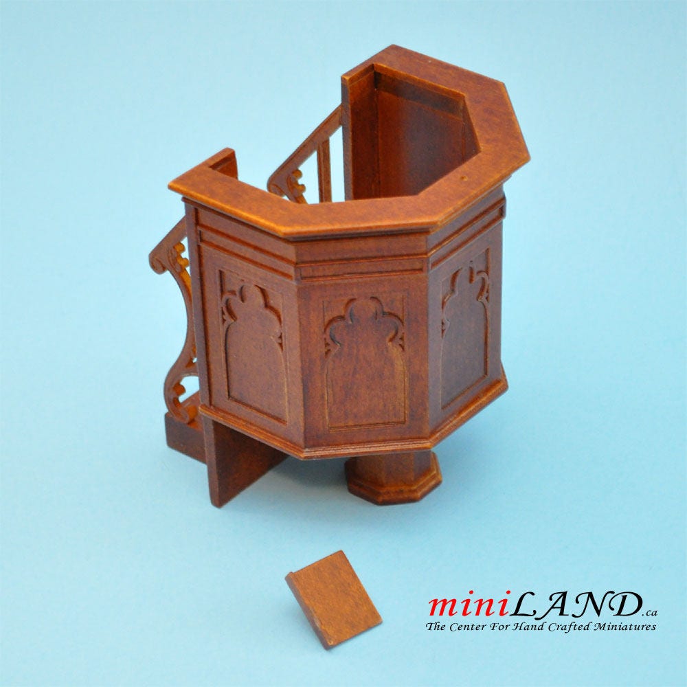 Pulpit for a church or Court Walnut High quality for dollhouse miniature 1:12 scale - limited edition