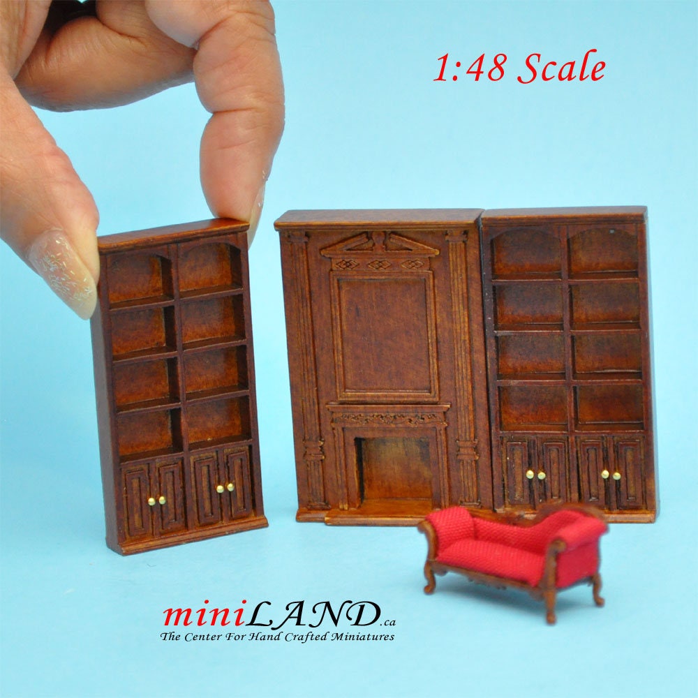 1:48 1/4" quarter scale tall bookcase shelves panel Top quality walnut for dollhouse miniature YQ9002DD WN