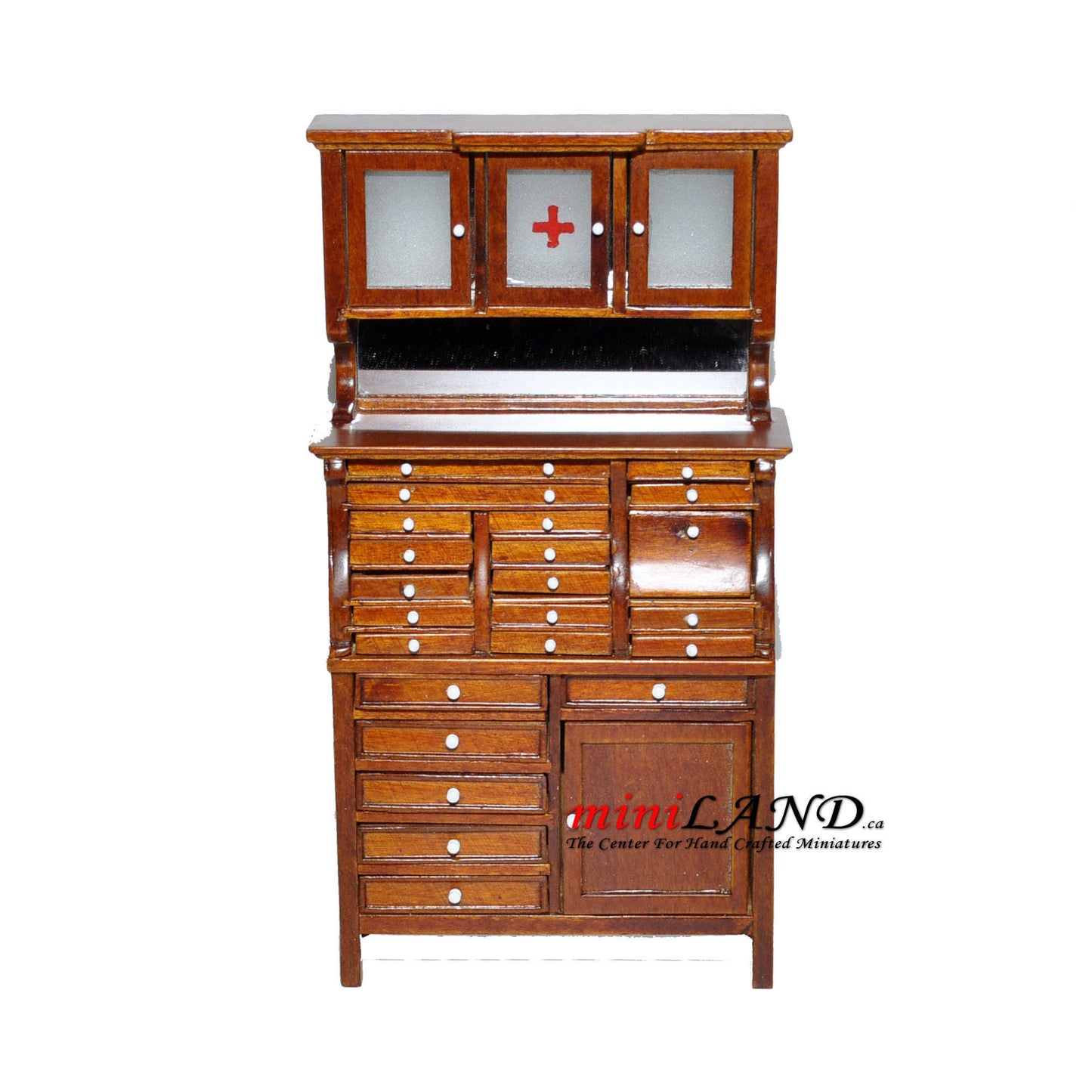 Medical doctor dentist cabinet Fine Quality walnut shelves dollhouse miniature 1:12 scale