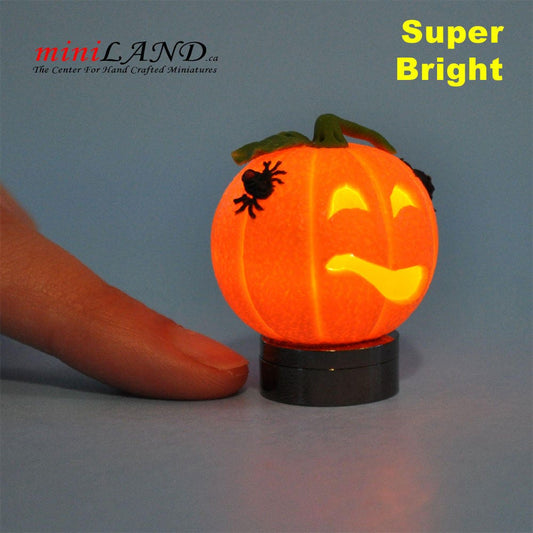Halloween Pumpkin bright battery LED LAMP Dollhouse miniature 1:12 on/off switch HOP08