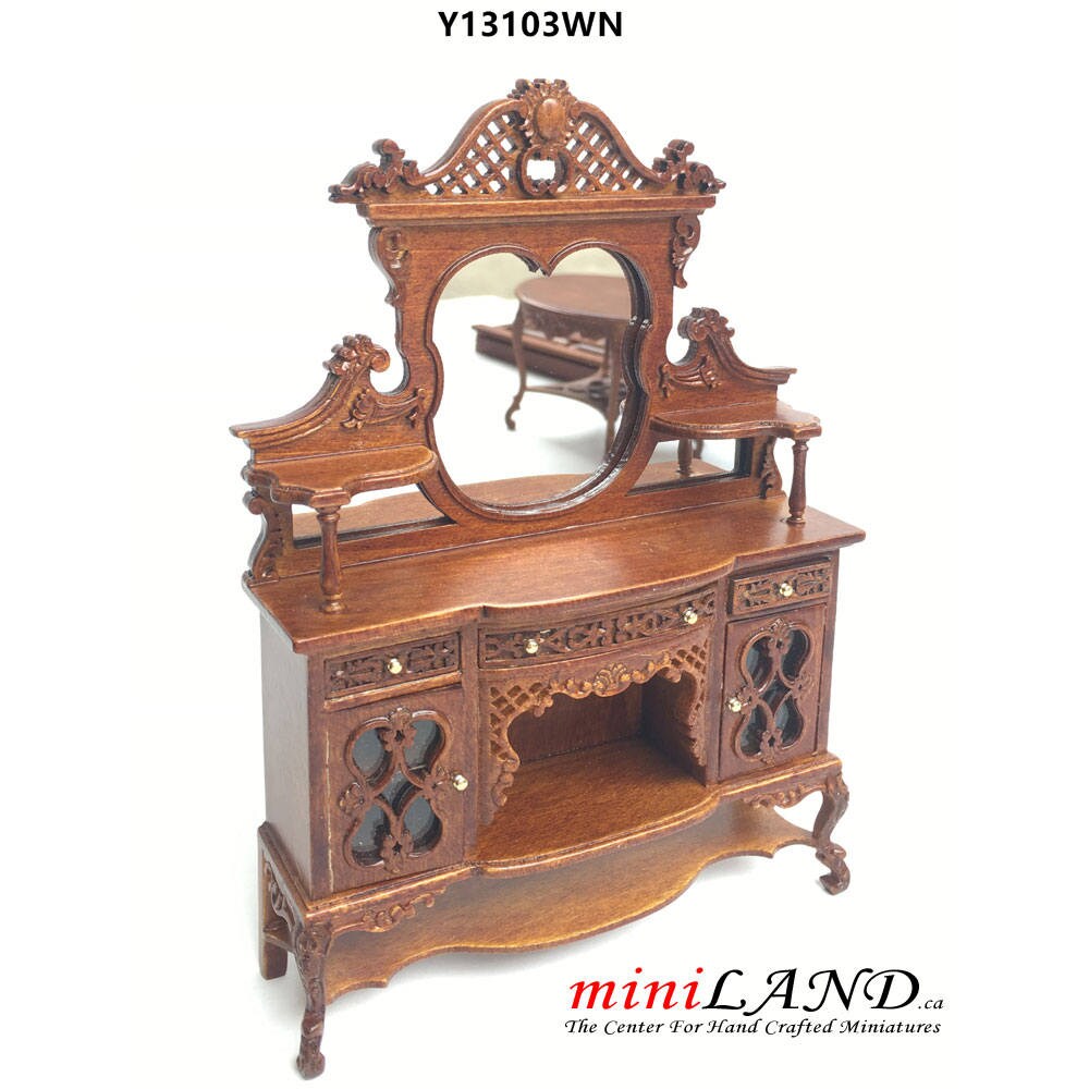 Buffet victorien Kensington en noyer de haute qualité pour maison de poupée miniature à l'échelle 1:12 - édition limitée