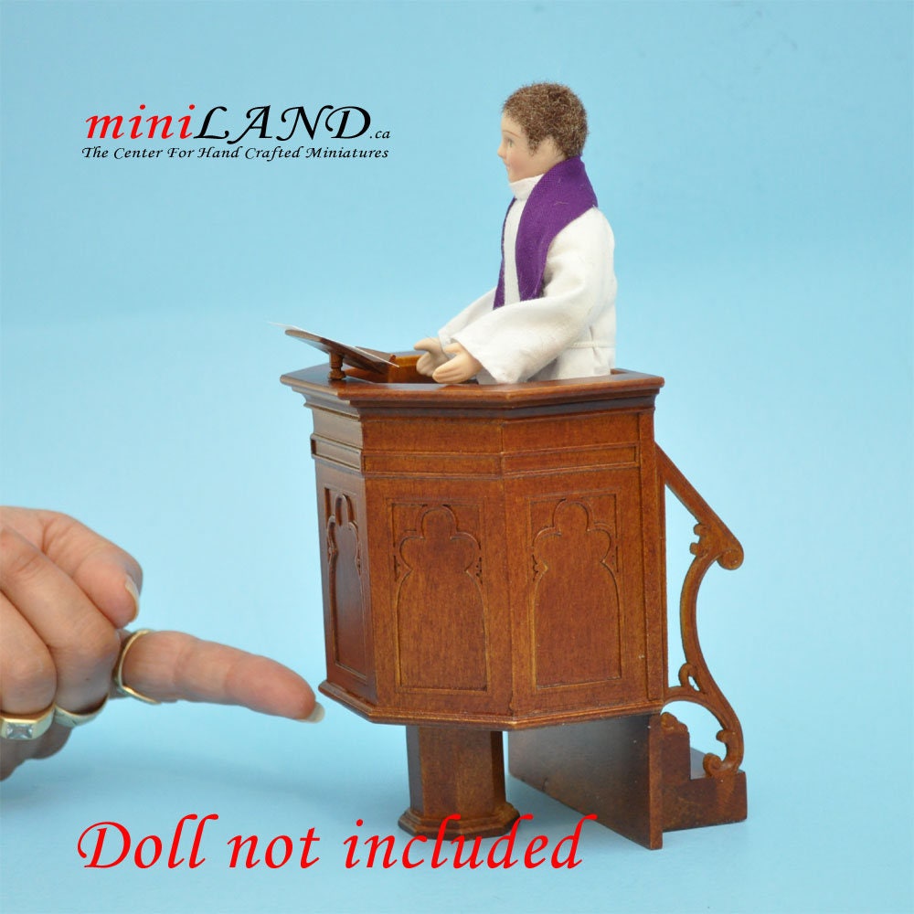 Pulpit for a church or Court Walnut High quality for dollhouse miniature 1:12 scale - limited edition
