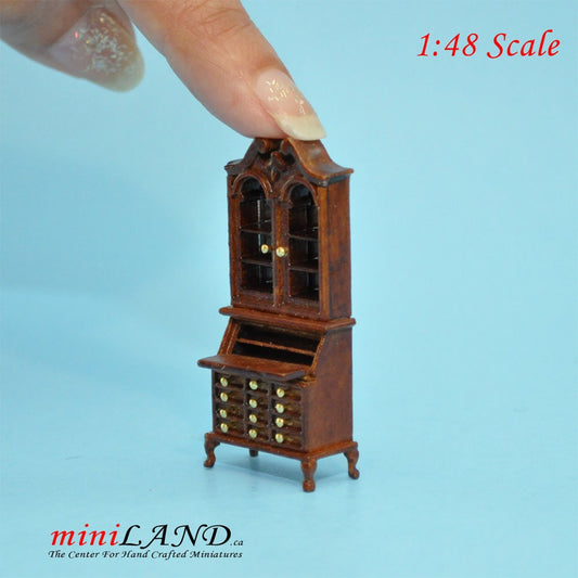 1:48 1/4" quarter scale Blockfront Secretary office desk Top quality walnut for dollhouse miniature
