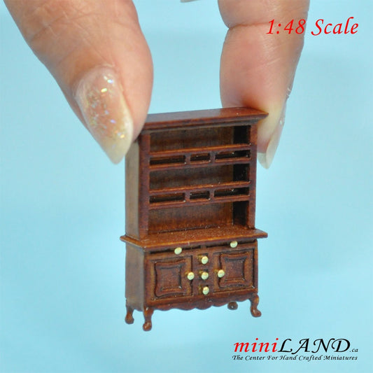 Étagères d'armoire à trappe quart de cercle 1/4" à l'échelle 1:48 en noyer de qualité supérieure pour miniature de maison de poupée