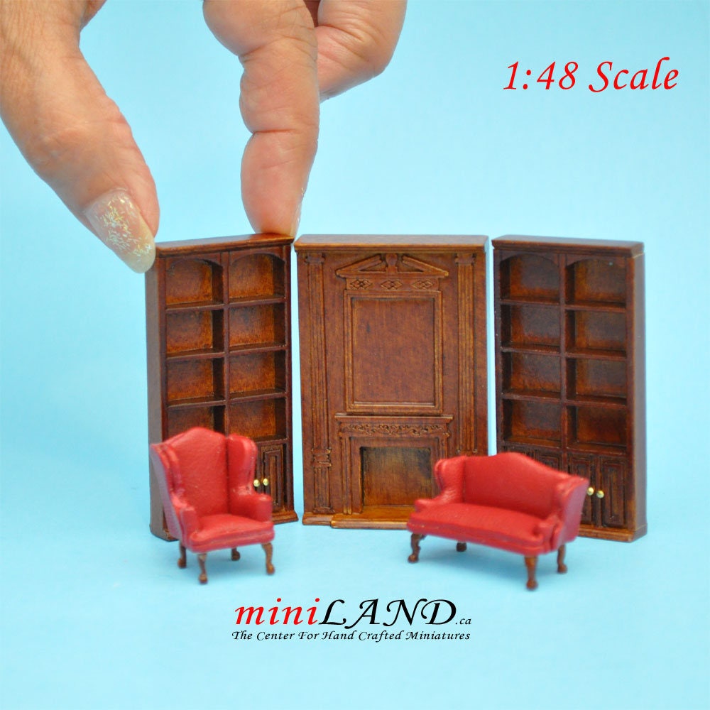 1:48 1/4" quarter scale tall bookcase shelves panel Top quality walnut for dollhouse miniature YQ9002DD WN