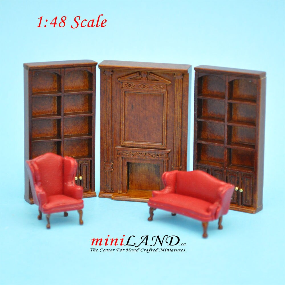 1:48 1/4" quarter scale tall bookcase shelves panel Top quality walnut for dollhouse miniature YQ9002DD WN