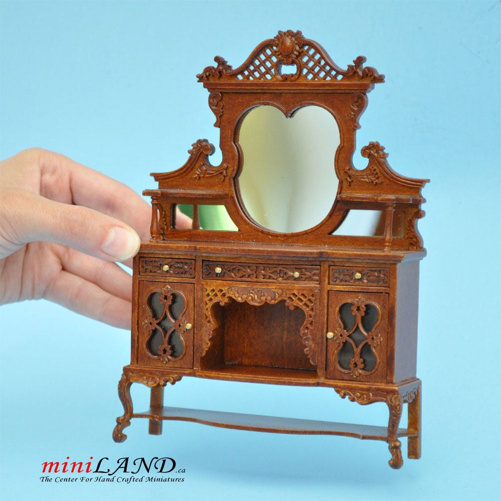 Buffet victorien Kensington en noyer de haute qualité pour maison de poupée miniature à l'échelle 1:12 - édition limitée