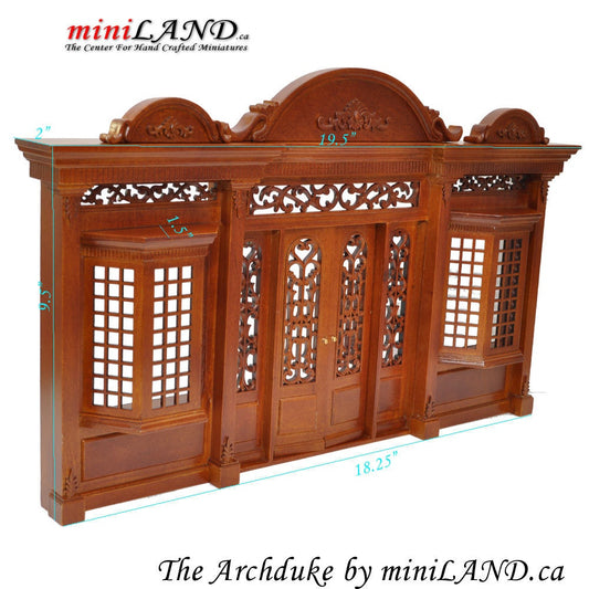 Der Erzherzog – Hochwertige, unvollendete Ladenfassade aus Holz, Maßstab 1:12, Roombox-Puppenhaus-Miniatur, The Noble-Linie. Nur Vorderfassade