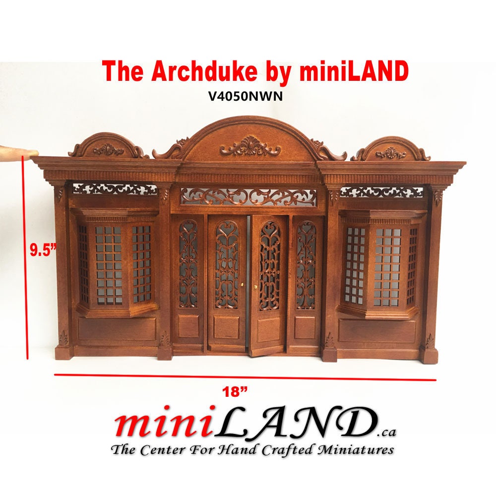 The Archduke - Quality wooden walnut store front facade 1:12 scale roombox dollhouse miniature, The Noble line. Front Facade only.