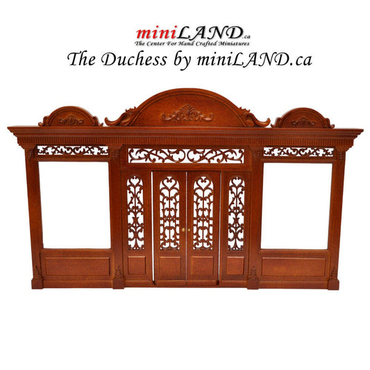 The Duchess – Hochwertige Ladenfassade aus Walnussholz, Maßstab 1:12, Roombox-Puppenhaus-Miniatur, The Noble-Linie. Nur Vorderfassade