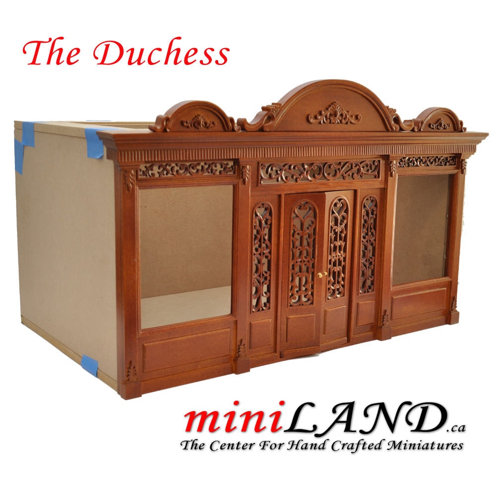 The Duchess - Quality wooden Walnut store front facade 1:12 scale roombox dollhouse miniature, The Noble line. Front Facade only