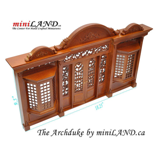 L'Archiduc - Façade de magasin en bois de noyer de qualité, miniature de maison de poupée Roombox à l'échelle 1:12, gamme The Noble. Façade avant uniquement.
