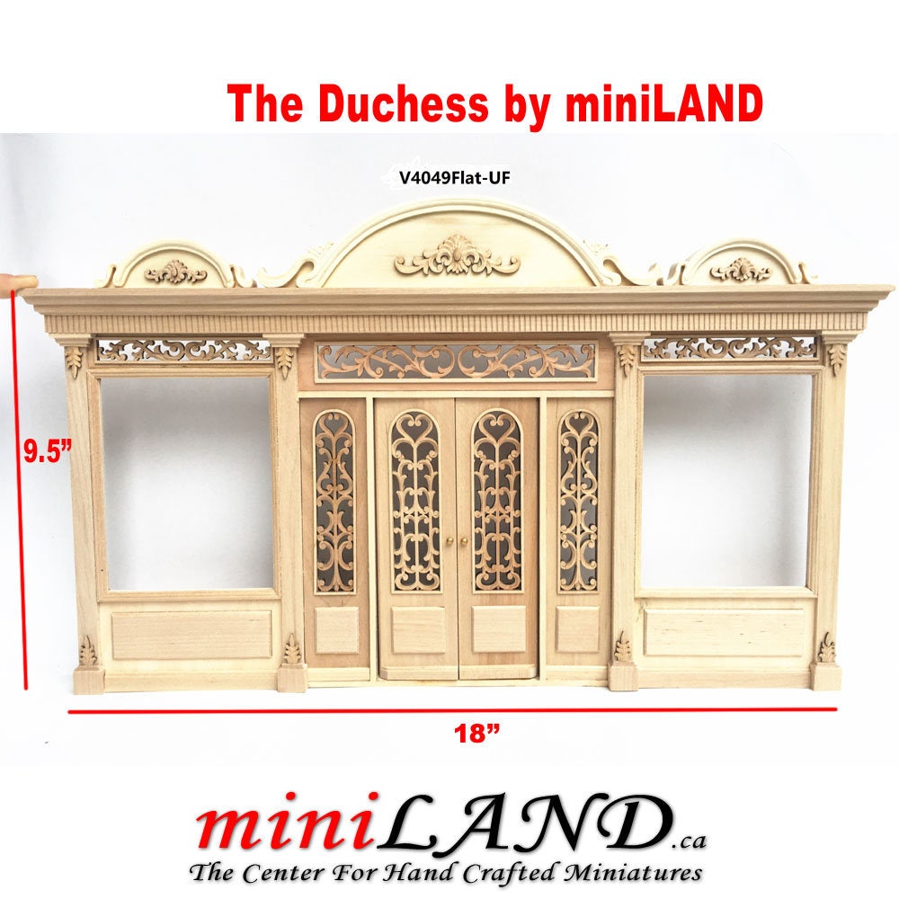 The Duchess - Quality wooden Unfinished store front facade 1:12 scale roombox dollhouse miniature, The Noble line. Front Facade only