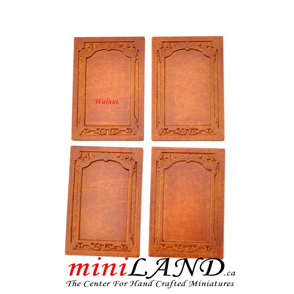 Carved wooden wainscoting panels 4pcs DIY unfinished for 1:12 dollhouse miniatures Handcrafted V007