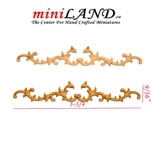 Wood Carved medium flowers Onlay Applique Unpainted 2pc unfinished for 1:12 dollhouse miniatures Handcrafted V010