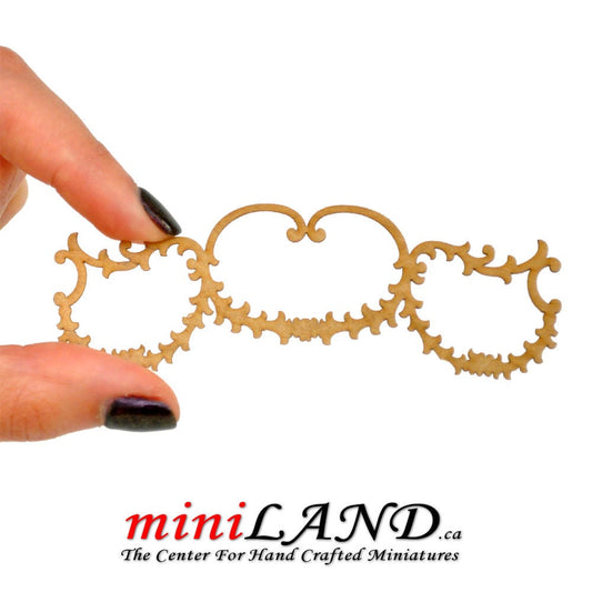 Wood Carved Long flower Onlay Applique Unpainted 1pc unfinished for 1:12 dollhouse miniatures Handcrafted V009