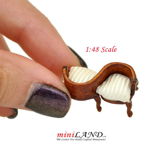 1:48 1/4" quarter Conversation Chair Top quality white walnut for dollhouse miniature  living room bedroom