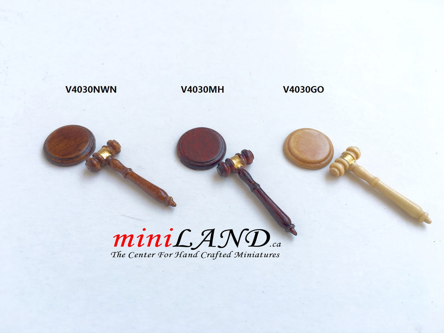 Auction judge hammer gavel with base dollhouse miniature 1:12 scale v4030