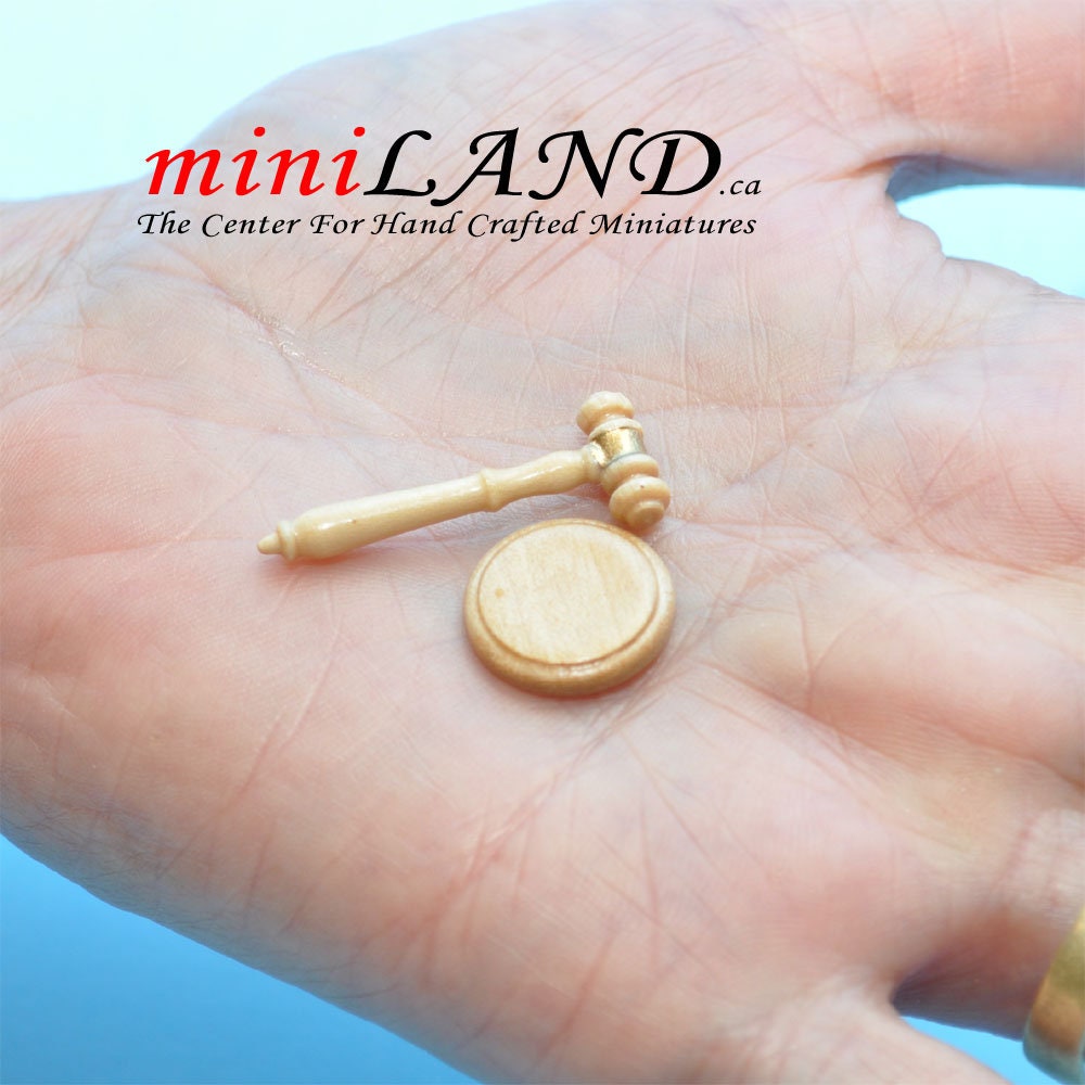 Auction judge hammer gavel with base dollhouse miniature 1:12 scale v4030