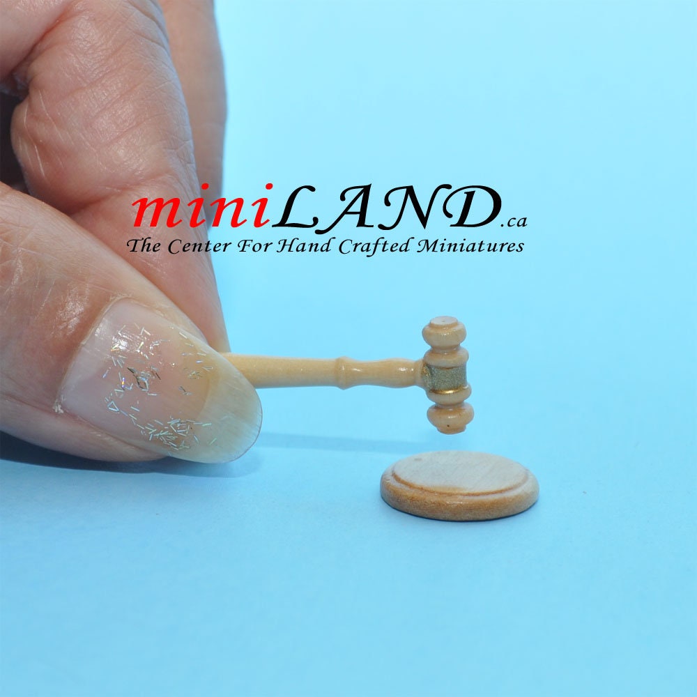 Auction judge hammer gavel with base dollhouse miniature 1:12 scale v4030