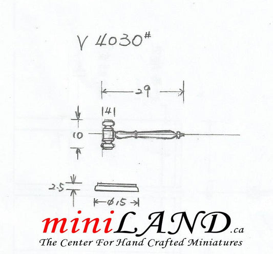 Auktionsrichter Hammer Hammer mit Sockel Puppenhaus Miniatur 1:12 Maßstab v4030