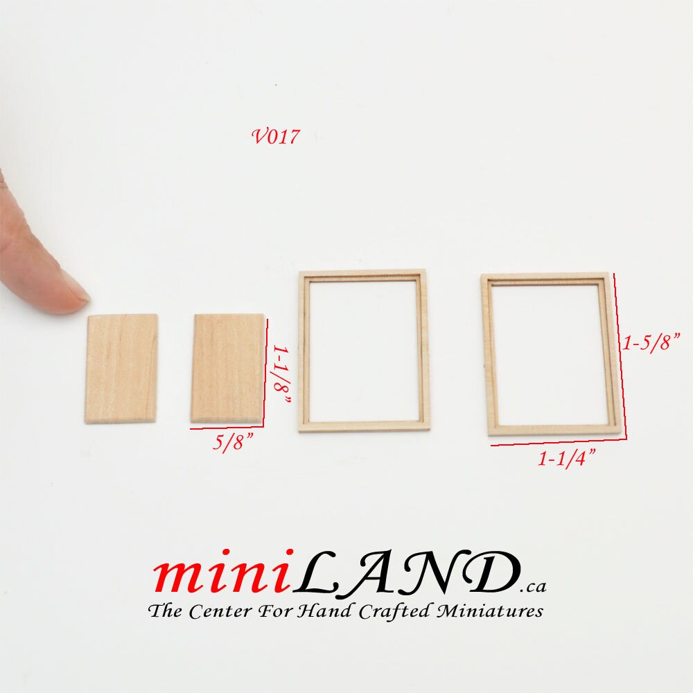 Wood Carved frame panel door Onlay Applique Unpainted 2pc unfinished for 1:12 dollhouse miniatures Handcrafted V017